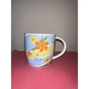 Starbucks 2007 Blue Green Orange Yellow Floral Flowers 15oz Coffee Mug Cup
